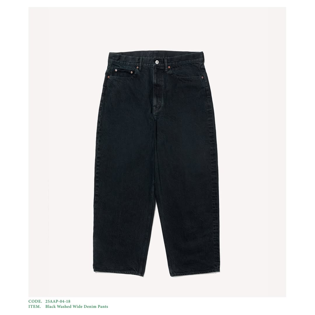 A.PRESSE 25AW Black Washed Wide Denim Pants